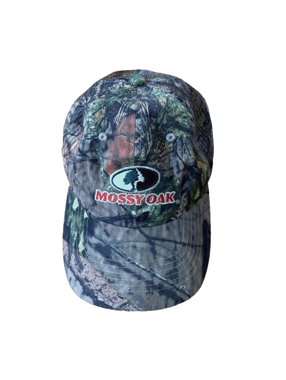 Mossy Oak Baseball Cap Green Brown OS Camo Embroidered Logo Hat Adjustable